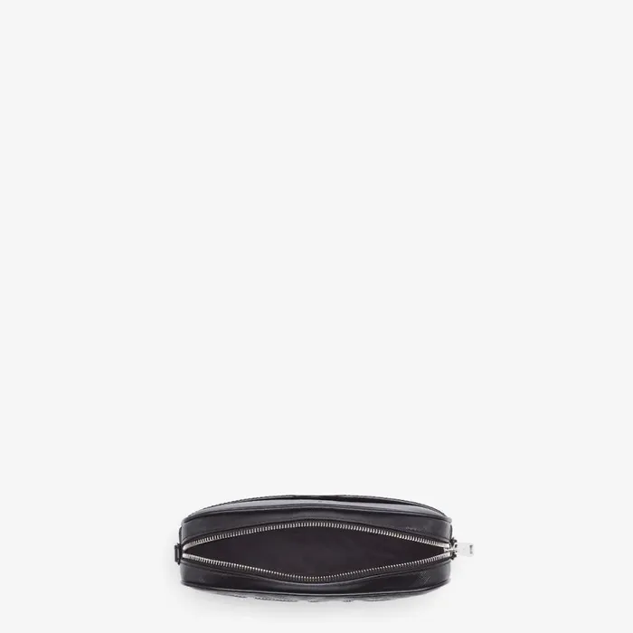 Man Black Leather Ff Print Bag Black Fendi Messenger Bags