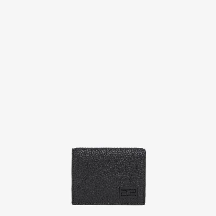 Man Black Leather TriFold Wallet Black Fendi Wallets