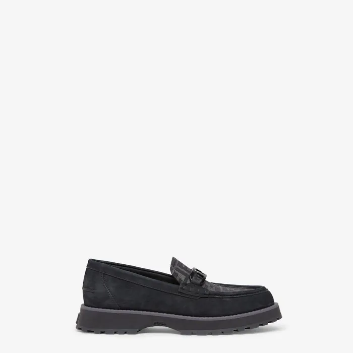 Man Black Nubuck Loafers Black Fendi Loafers and Mocassins