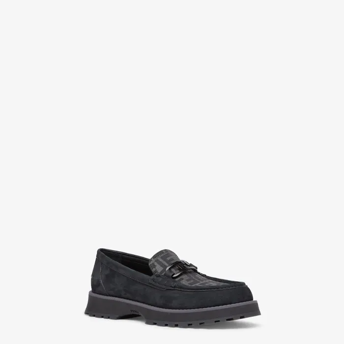 Man Black Nubuck Loafers Black Fendi Loafers and Mocassins