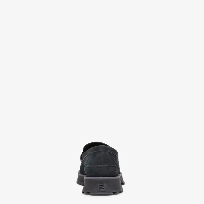 Man Black Nubuck Loafers Black Fendi Loafers and Mocassins