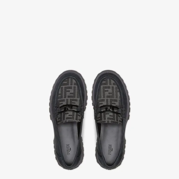 Man Black Nubuck Loafers Black Fendi Loafers and Mocassins