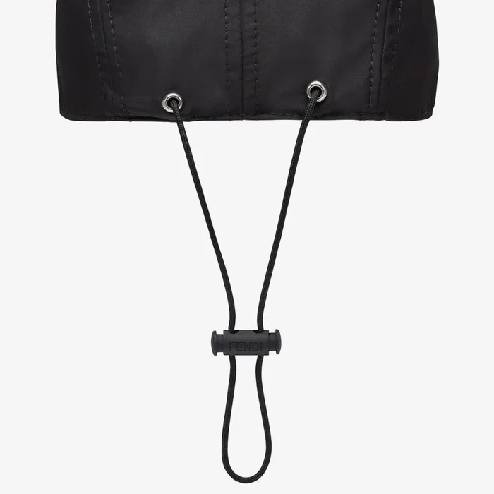 Man Black Nylon Baseball Cap Black Fendi Hats and Gloves