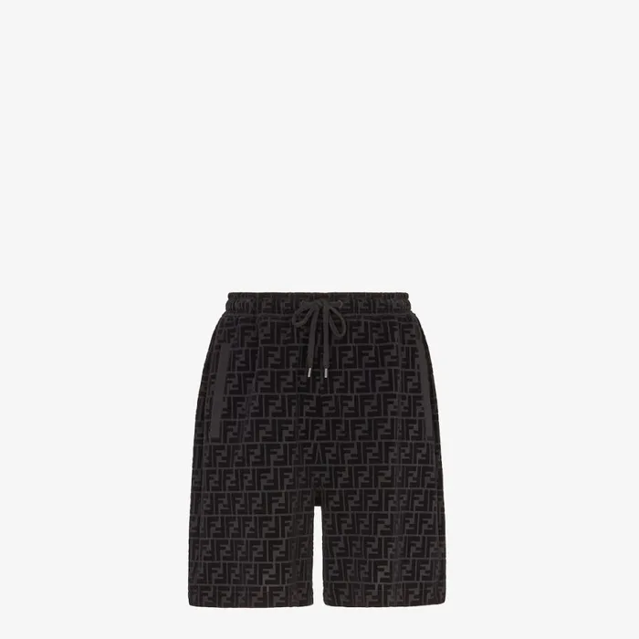 Man Black Piqu Trousers Black Fendi Denim and Trousers
