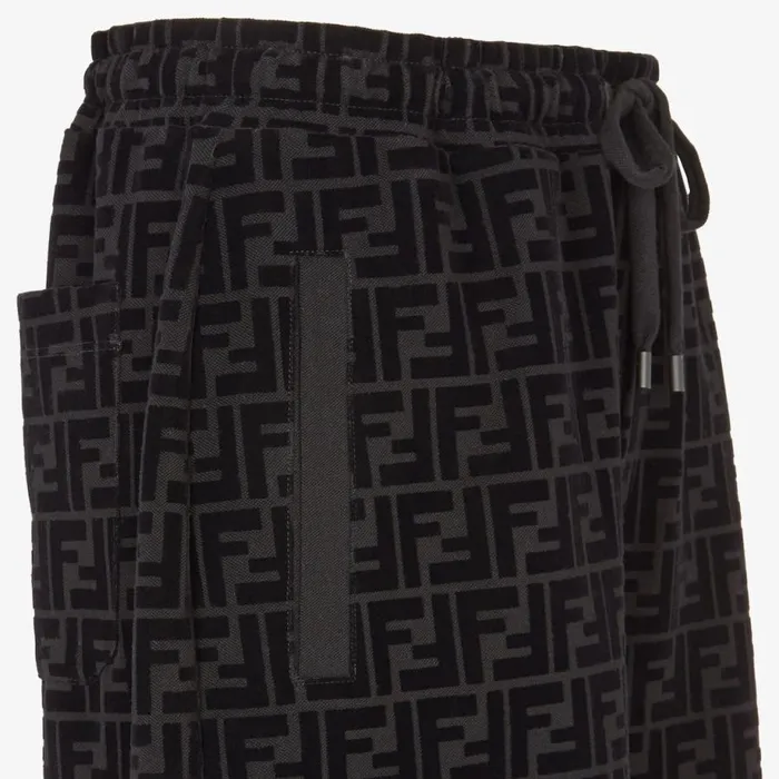 Man Black Piqu Trousers Black Fendi Denim and Trousers