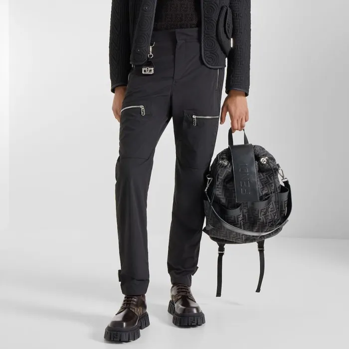 Man Black Silk Charm Black Fendi Key Rings and Bag Accessories
