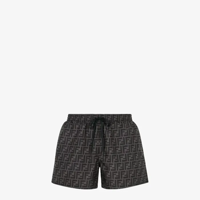Man Black Tech Fabric Shorts Black Fendi Swimwear