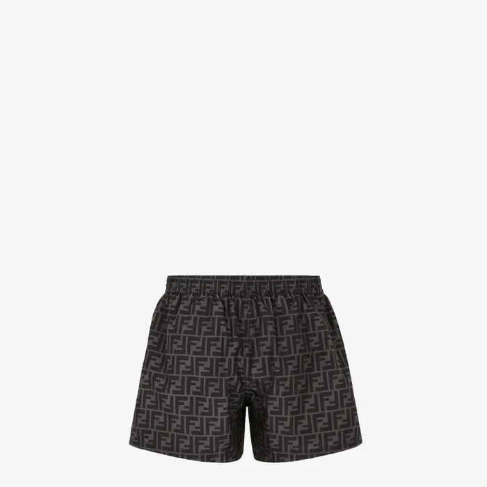 Man Black Tech Fabric Shorts Black Fendi Swimwear