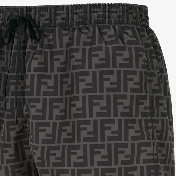 Man Black Tech Fabric Shorts Black Fendi Swimwear