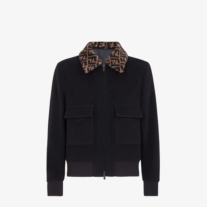 Man Black Wool Jacket Black Fendi Coats and Outerwear