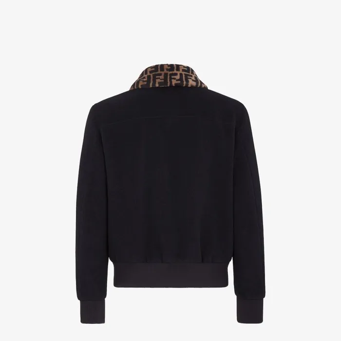 Man Black Wool Jacket Black Fendi Coats and Outerwear
