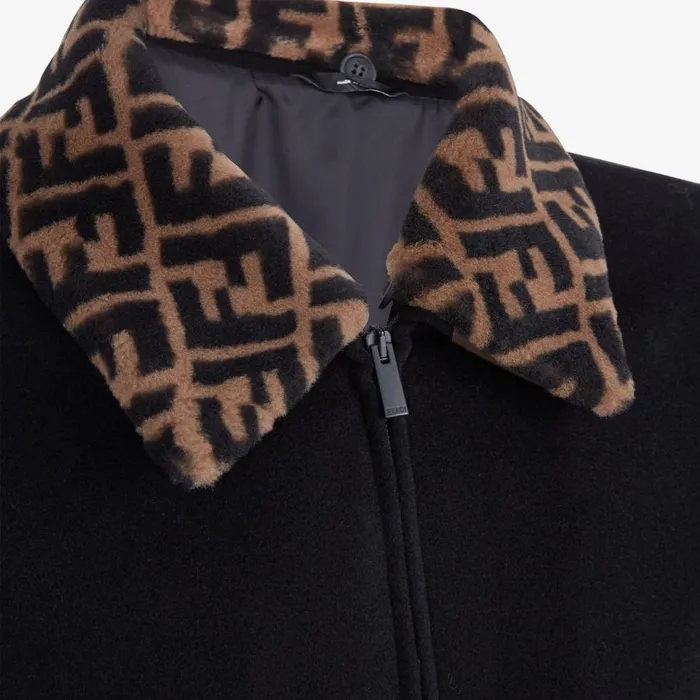 Man Black Wool Jacket Black Fendi Coats and Outerwear