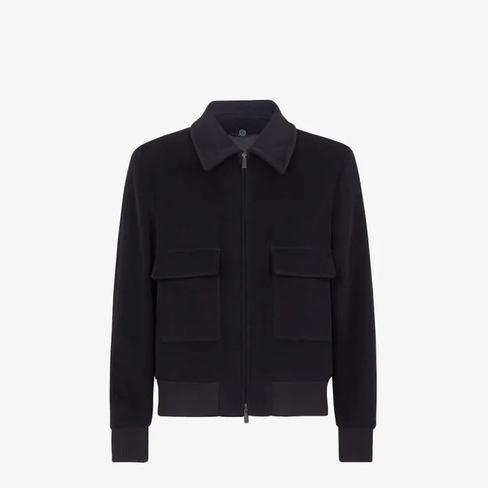 Man Black Wool Jacket Black Fendi Coats and Outerwear