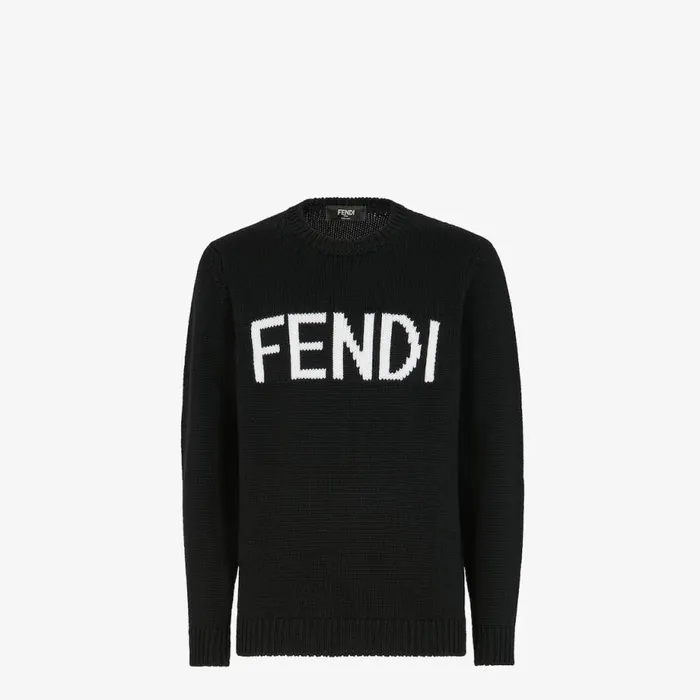 Man Black Wool Jumper Black Fendi Knitwear