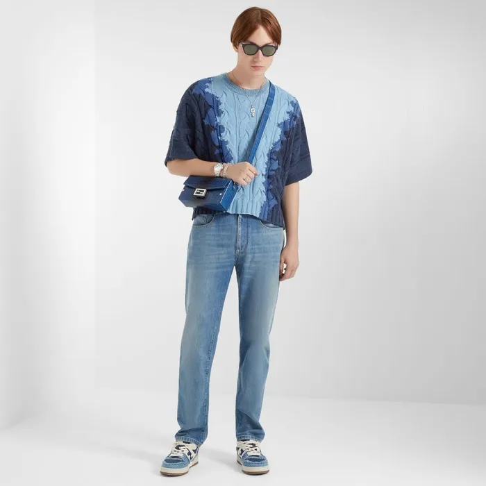 Man Blue Denim Jeans Blue Fendi Denim and Trousers