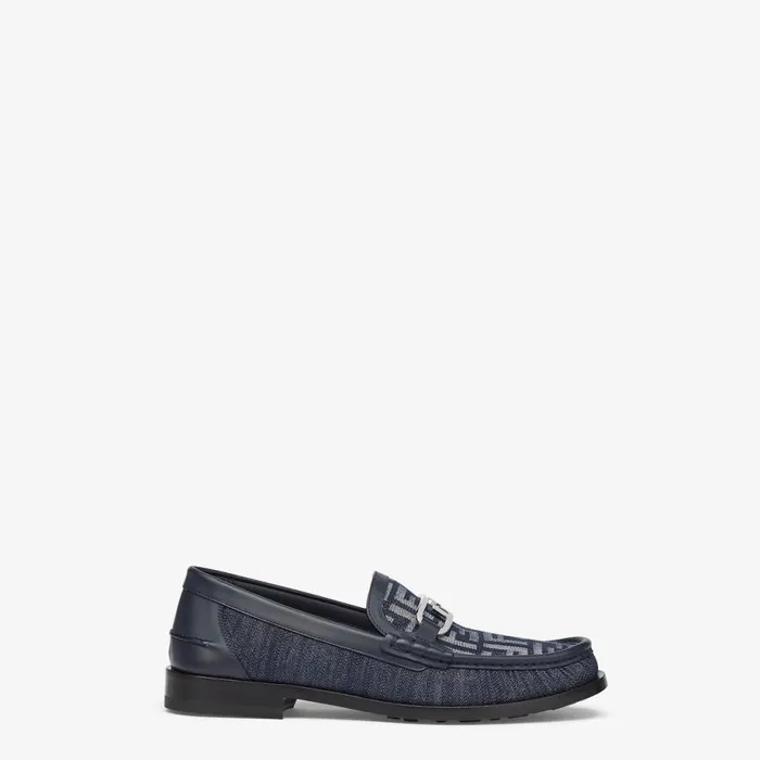 Man Blue Denim Loafers Blue Fendi Loafers and Mocassins