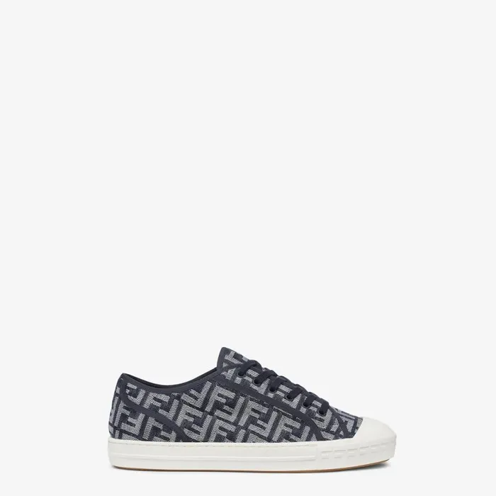 Man Blue Denim LowTops Blue Fendi Sneakers