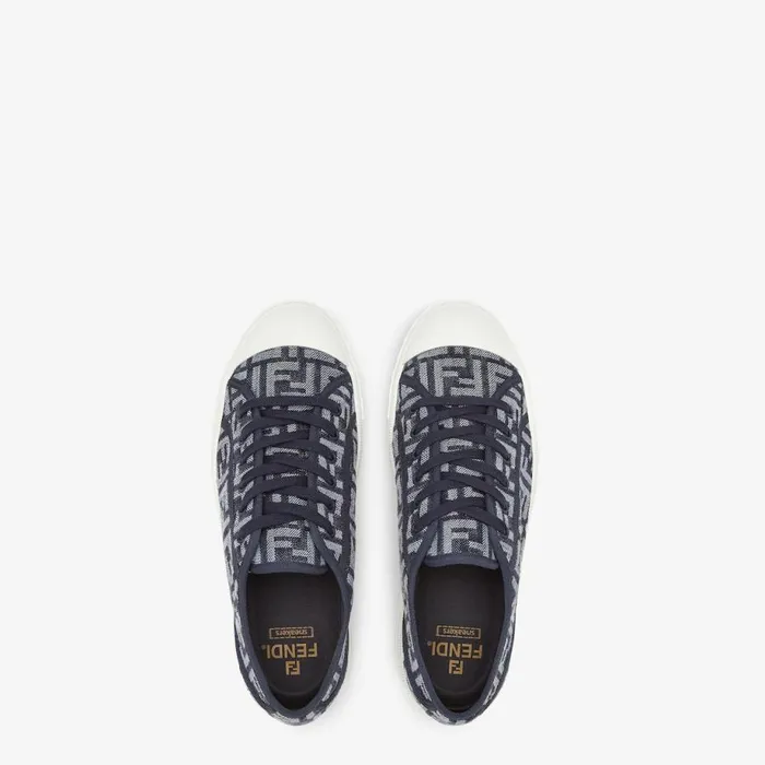 Man Blue Denim LowTops Blue Fendi Sneakers