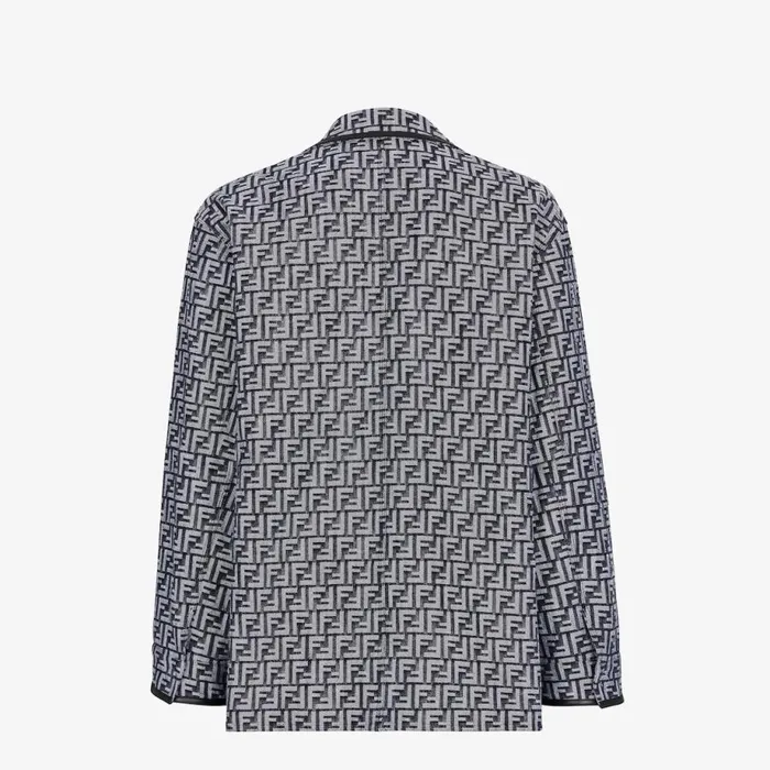 Man Blue Ff Denim Jacket Blue Fendi Coats and Outerwear