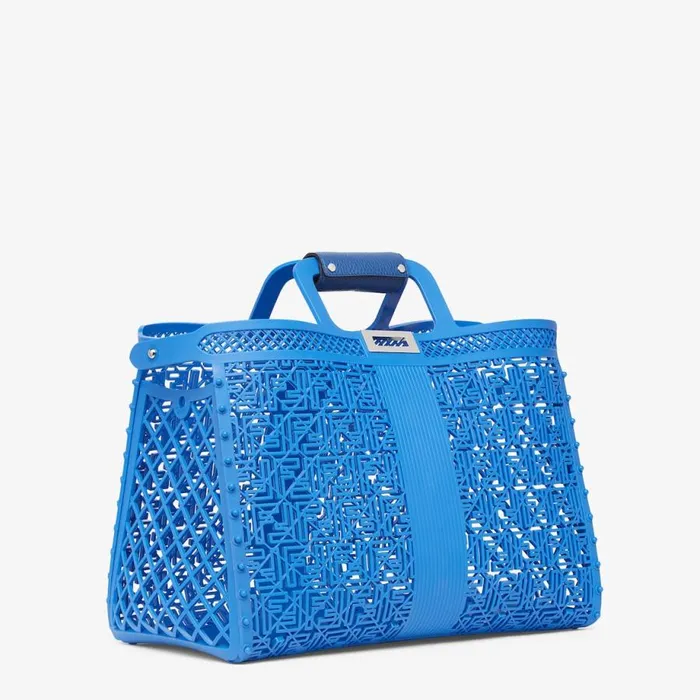 Man Blue Recycled Plastic Bag Blue Fendi Tote Bags
