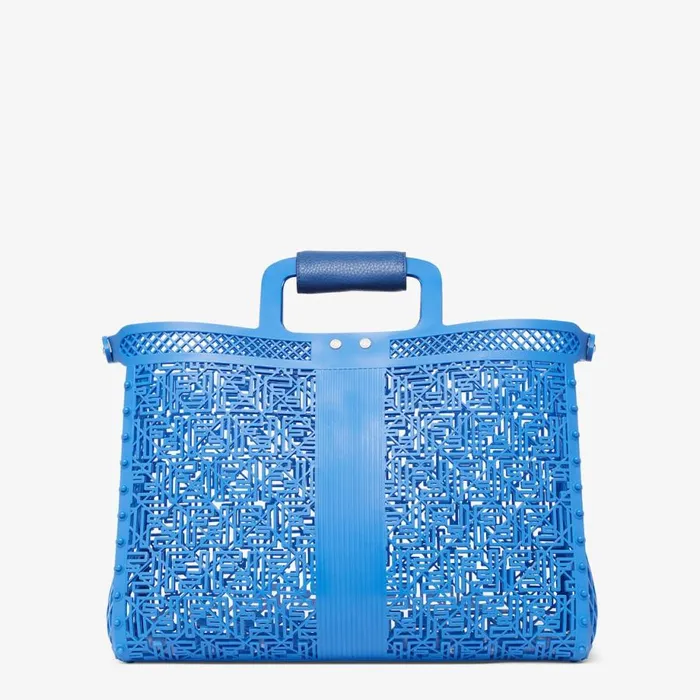 Man Blue Recycled Plastic Bag Blue Fendi Tote Bags