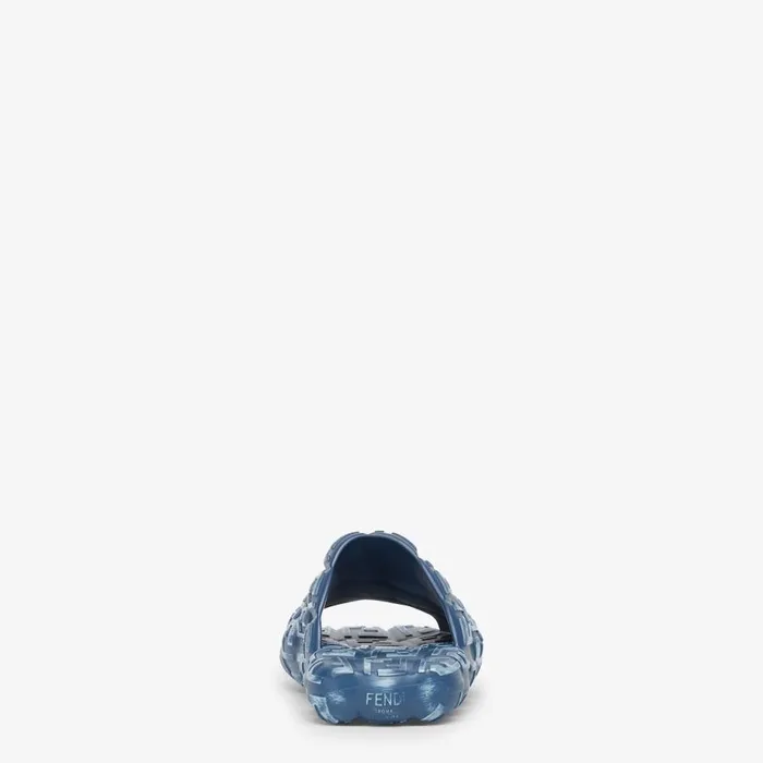 Man Blue Rubber Slides Blue Fendi Slides and Sandals