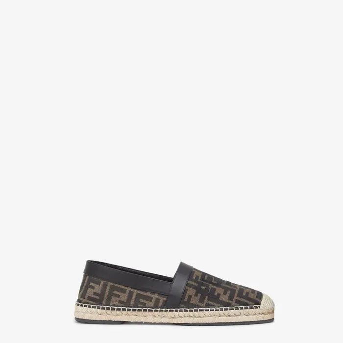 Man Brown Fabric Espadrilles Brown Fendi Slides and Sandals