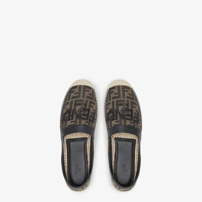 Man Brown Fabric Espadrilles Brown Fendi Slides and Sandals