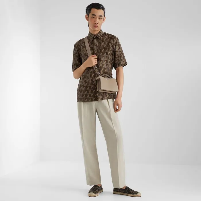 Man Brown Fabric Espadrilles Brown Fendi Slides and Sandals