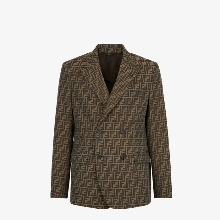 Man Brown Fabric Jacket Brown Fendi Jackets and Suits