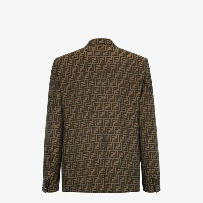 Man Brown Fabric Jacket Brown Fendi Jackets and Suits