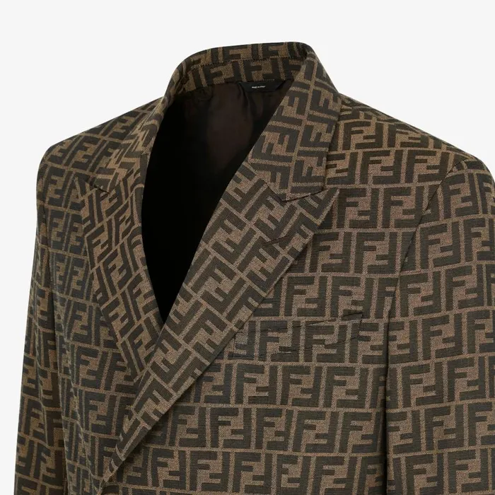 Man Brown Fabric Jacket Brown Fendi Jackets and Suits