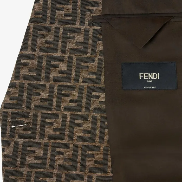 Man Brown Fabric Jacket Brown Fendi Jackets and Suits