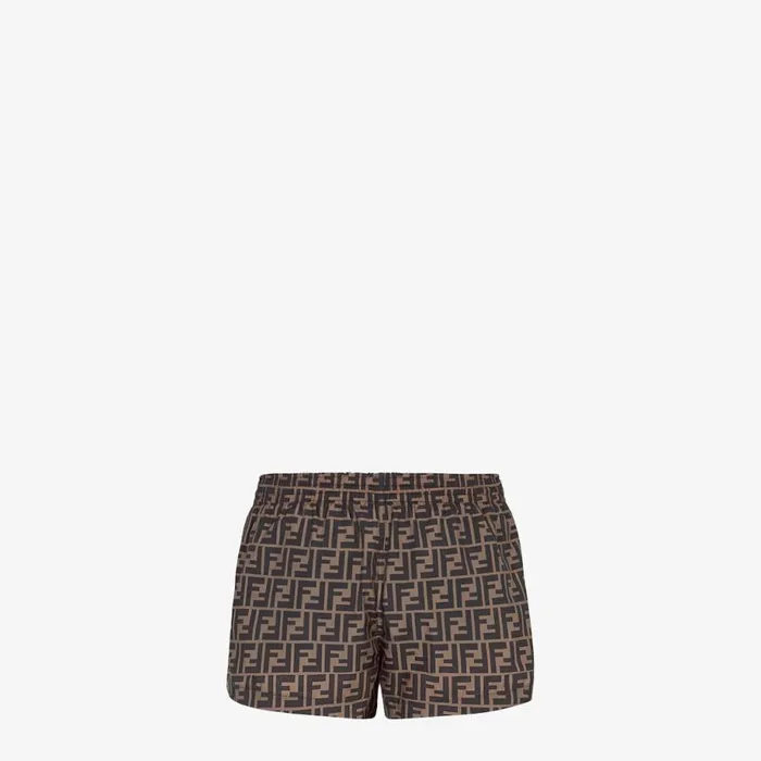 Man Brown Fabric Shorts Brown Fendi Swimwear