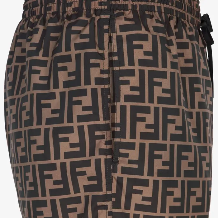 Man Brown Fabric Shorts Brown Fendi Swimwear