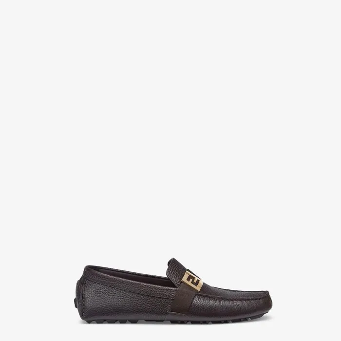 Man Brown Leather Drivers Brown Fendi Loafers and Mocassins