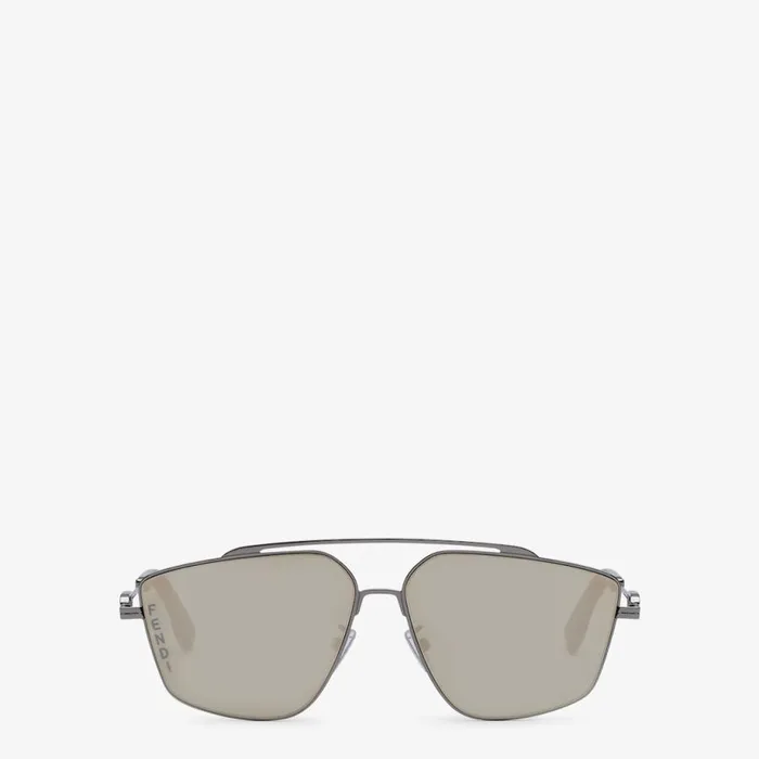 Man Dark Ruthenium Metal Sunglasses With Grey Lenses Grey Fendi Sunglasses