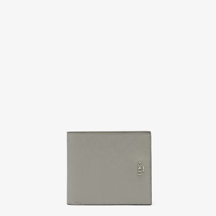 Man Dove Grey Leather BiFold Wallet Grey Fendi Wallets