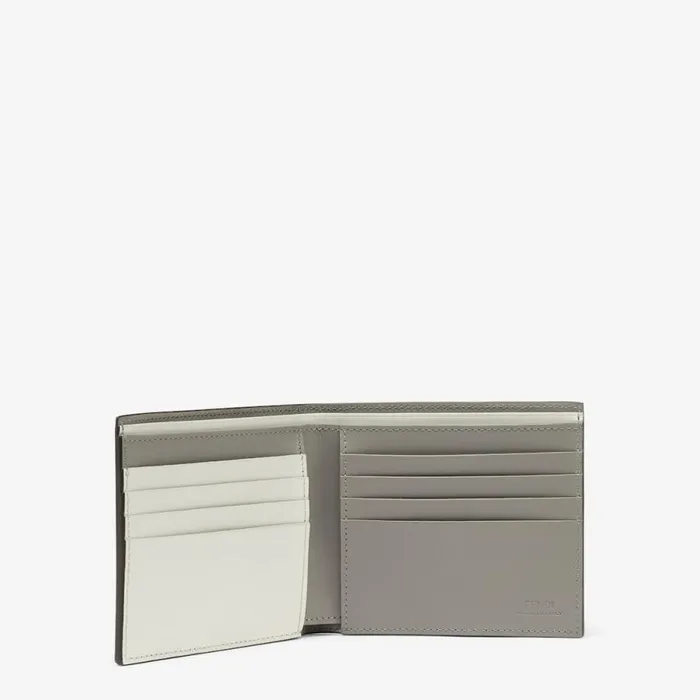 Man Dove Grey Leather BiFold Wallet Grey Fendi Wallets