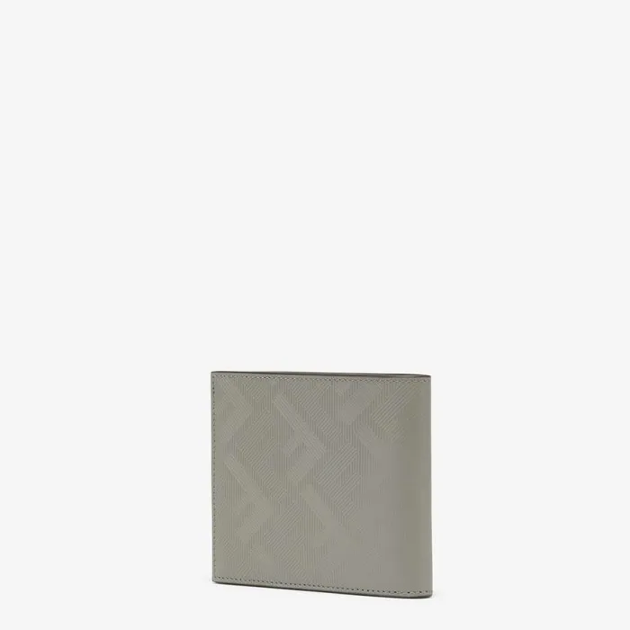 Man Dove Grey Leather BiFold Wallet Grey Fendi Wallets