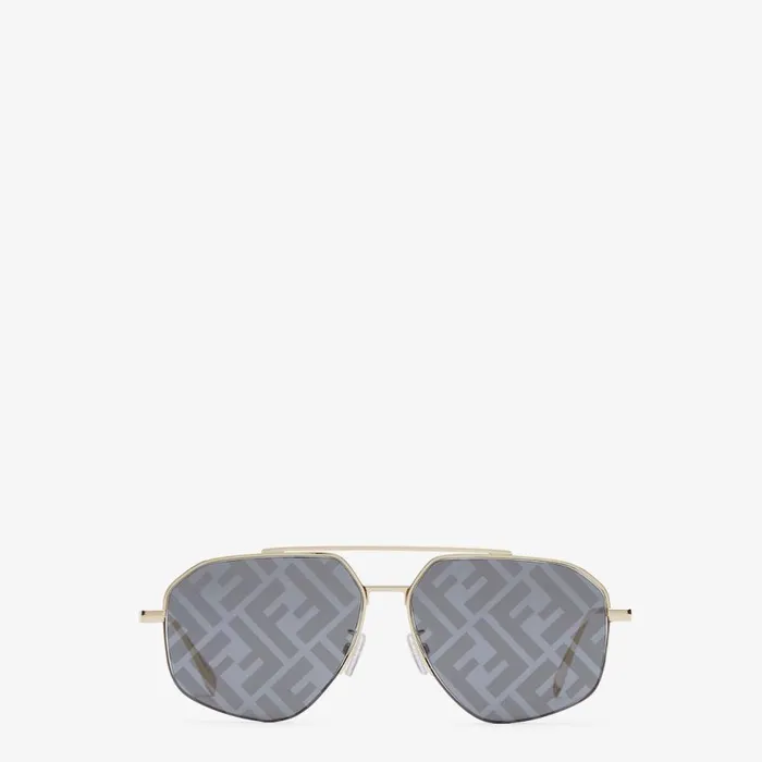 Man GoldColoured Sunglasses Gold Fendi Sunglasses