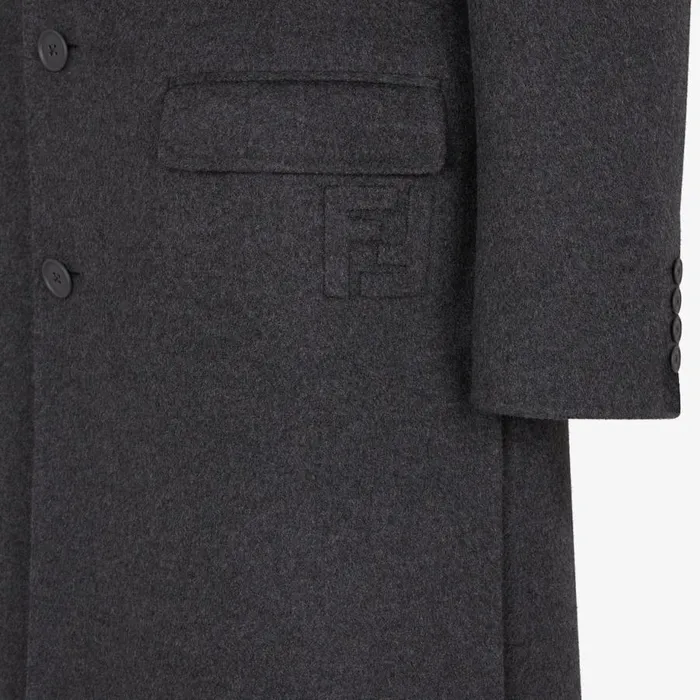 Man Grey Cashmere Coat Grey Fendi Coats and Outerwear