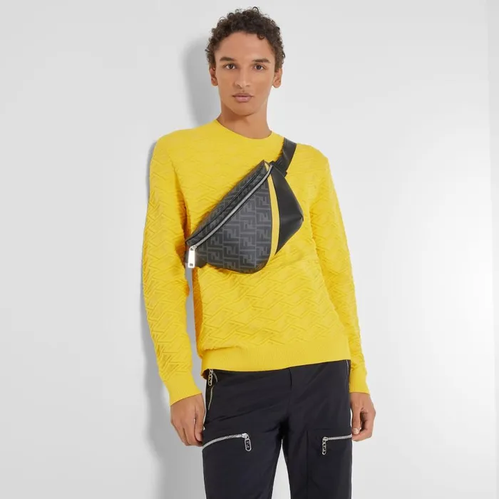 Man Grey Fabric Belt Bag Grey Fendi Belt Bags