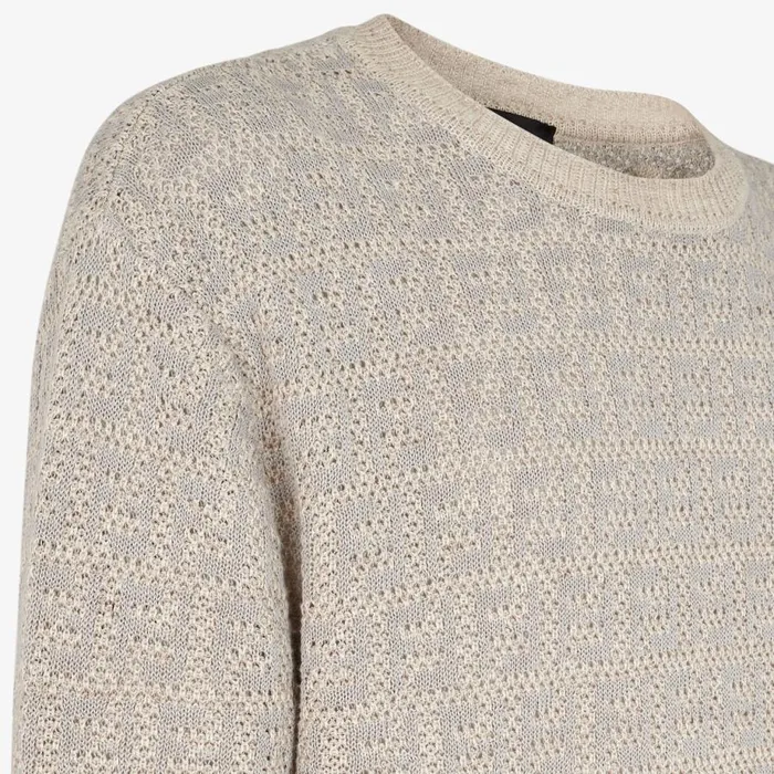 Man Grey Linen Cotton And Silk Pullover Grey Fendi Knitwear
