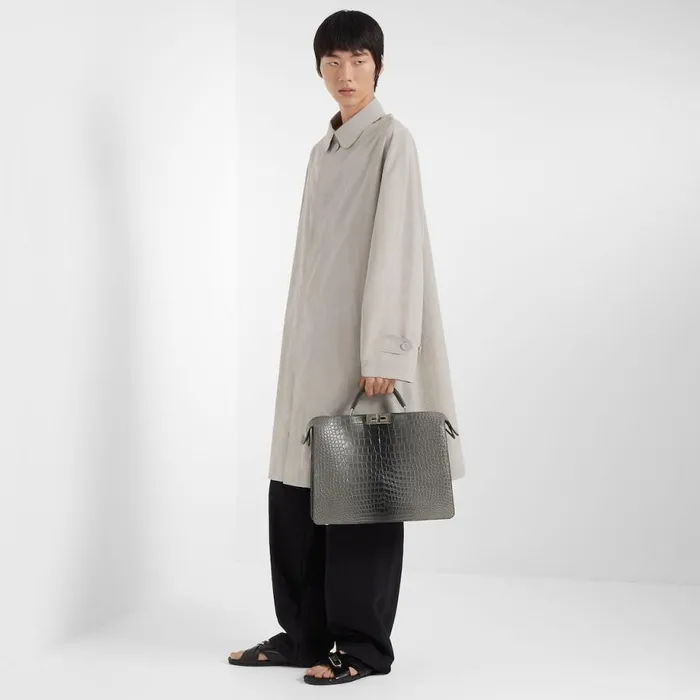 Man Grey Nylon Trench Coat Grey Fendi Coats and Outerwear