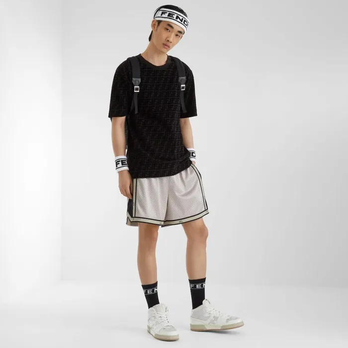 Man Grey Tech Mesh Trousers Grey Fendi Activewear