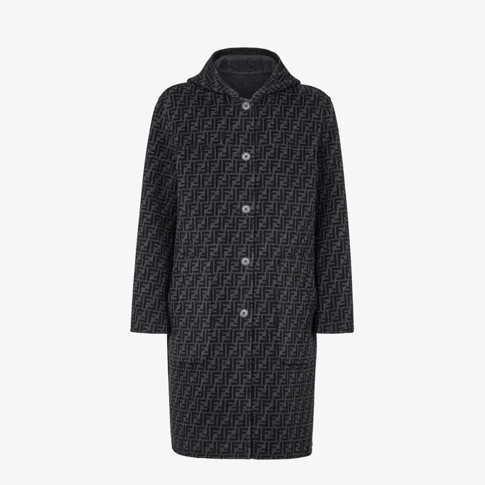 Man Grey Wool Coat Grey Fendi Coats and Outerwear