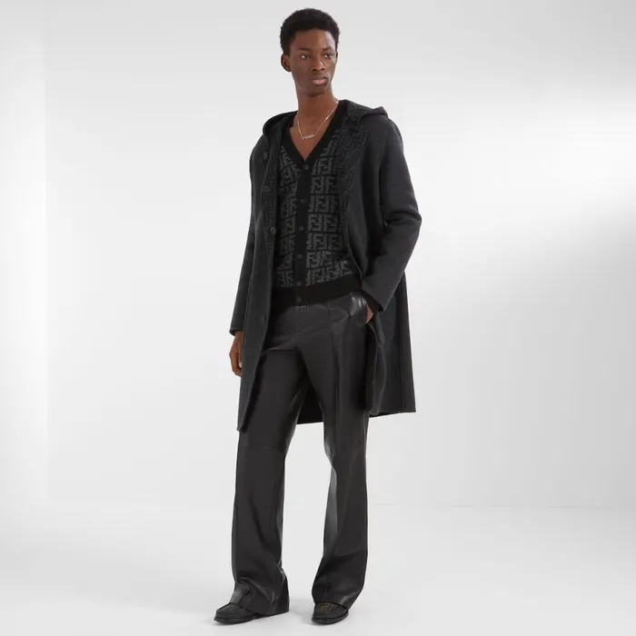 Man Grey Wool Coat Grey Fendi Coats and Outerwear