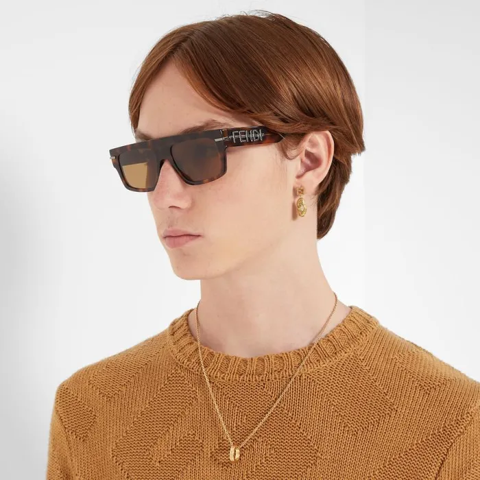 Man Havana Acetate Sunglasses Fendi Sunglasses