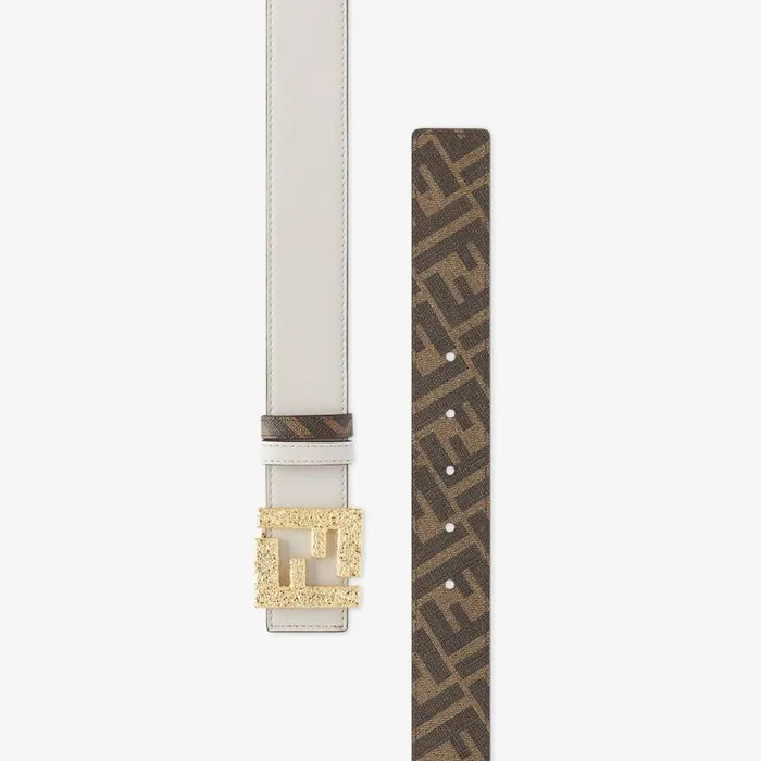 Man Light Grey Leather Reversible Belt Grey Fendi Belts